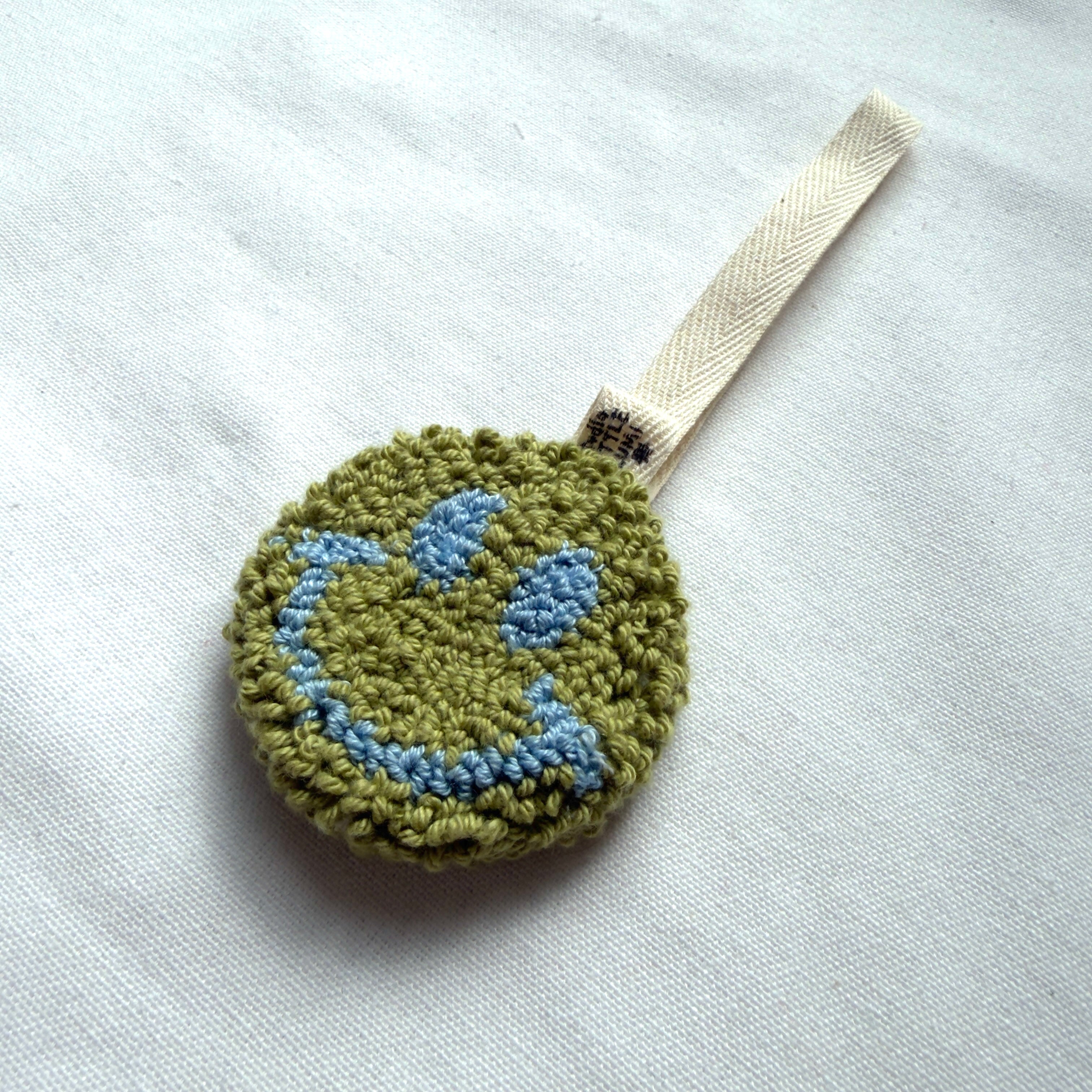 Groen Blauwe Smiley Speenhanger