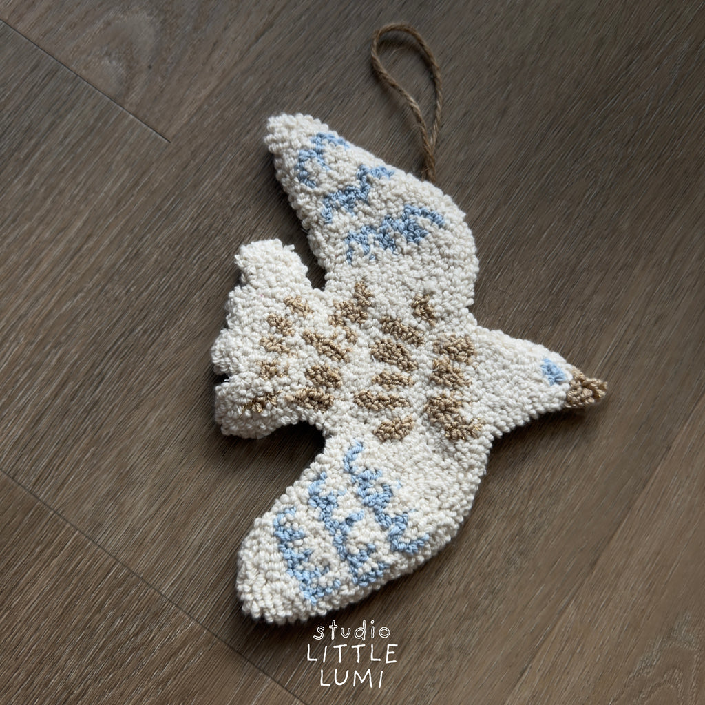 Blauwe Beige Vogel Muurhanger